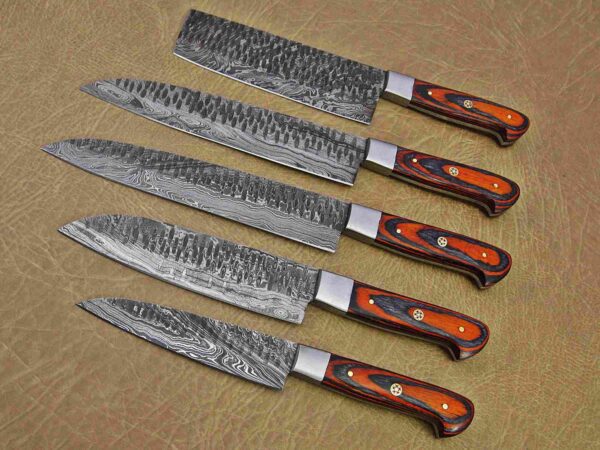 Custom Handmade Damascus Steel Chef Knife Set With Leather Roller Kit | Christmas Gift, Birthday Gift, Wedding Gift, Anniversary Gift, Valentine's Gift