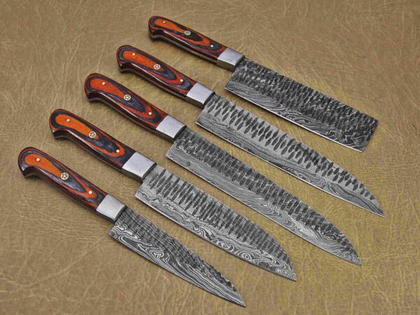 Custom Handmade Damascus Steel Chef Knife Set With Leather Roller Kit | Christmas Gift, Birthday Gift, Wedding Gift, Anniversary Gift, Valentine's Gift - Image 5