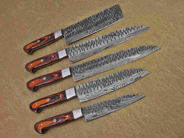 Custom Handmade Damascus Steel Chef Knife Set With Leather Roller Kit | Christmas Gift, Birthday Gift, Wedding Gift, Anniversary Gift, Valentine's Gift - Image 6