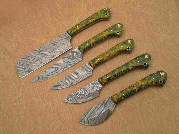 Custom Handmade Damascus Steel Chef Knife Set With Leather Roller Kit | Christmas Gift, Birthday Gift, Wedding Gift, Anniversary Gift, Valentine's Gift