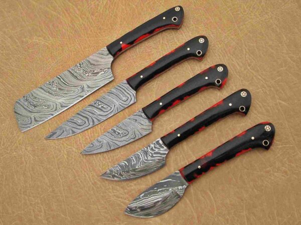 Custom Handmade Damascus Steel Chef Knife Set With Leather Roller Kit | Christmas Gift, Birthday Gift, Wedding Gift, Anniversary Gift, Valentine's Gift - Image 2