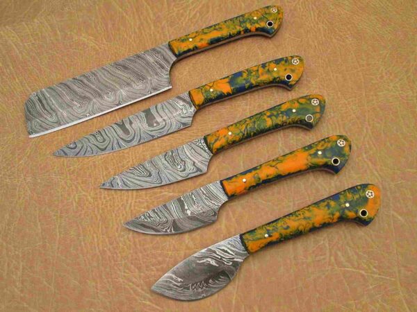 Custom Handmade Damascus Steel Chef Knife Set With Leather Roller Kit | Christmas Gift, Birthday Gift, Wedding Gift, Anniversary Gift, Valentine's Gift