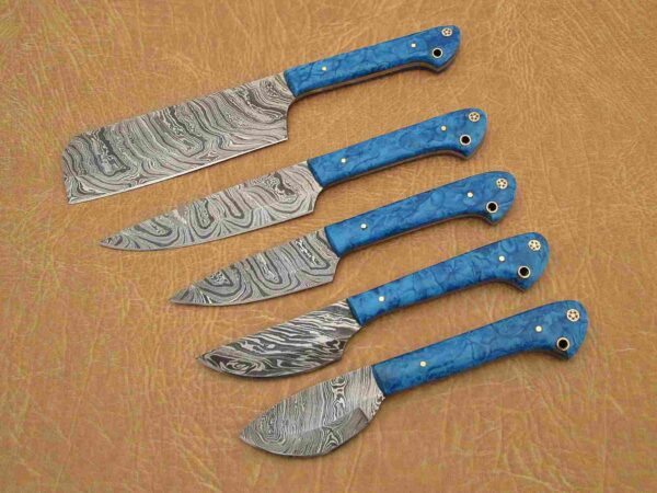 Custom Handmade Damascus Steel Chef Knife Set With Leather Roller Kit | Christmas Gift, Birthday Gift, Wedding Gift, Anniversary Gift, Valentine's Gift