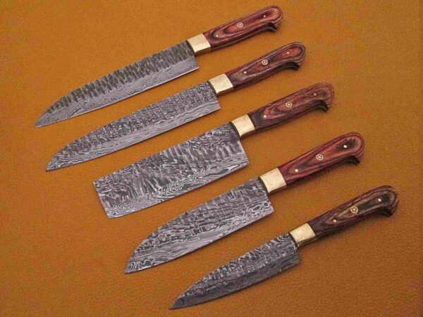 Custom Handmade Damascus Steel Chef Knife Set With Leather Roller Kit | Christmas Gift, Birthday Gift, Wedding Gift, Anniversary Gift, Valentine's Gift - Image 3