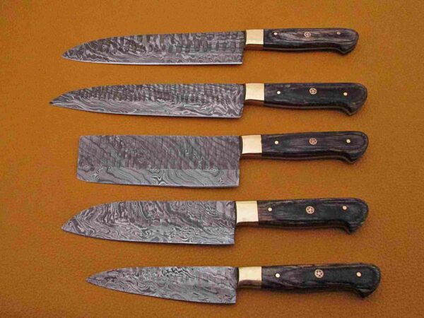 Custom Handmade Damascus Steel Chef Knife Set With Leather Roller Kit | Christmas Gift, Birthday Gift, Wedding Gift, Anniversary Gift, Valentine's Gift - Image 3