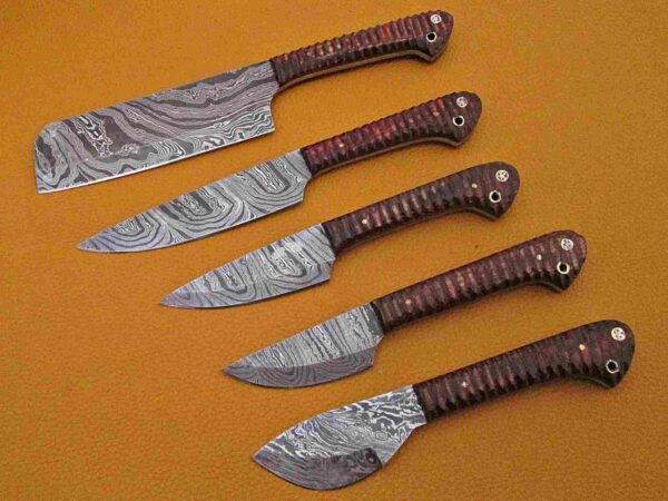 Custom Handmade Damascus Steel Chef Knife Set With Leather Roller Kit | Christmas Gift, Birthday Gift, Wedding Gift, Anniversary Gift, Valentine's Gift - Image 3