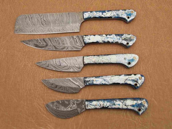 Custom Handmade Damascus Steel Chef Knife Set With Leather Roller Kit | Christmas Gift, Birthday Gift, Wedding Gift, Anniversary Gift, Valentine's Gift