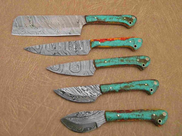 Custom Handmade Damascus Steel Chef Knife Set With Leather Roller Kit | Christmas Gift, Birthday Gift, Wedding Gift, Anniversary Gift, Valentine's Gift