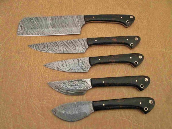 Custom Handmade Damascus Steel Chef Knife Set With Leather Roller Kit | Christmas Gift, Birthday Gift, Wedding Gift, Anniversary Gift, Valentine's Gift - Image 3