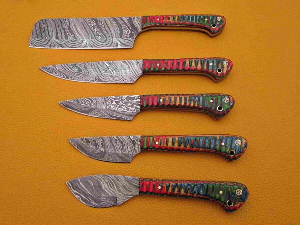 Custom Handmade Damascus Steel Chef Knife Set With Leather Roller Kit | Christmas Gift, Birthday Gift, Wedding Gift, Anniversary Gift, Valentine's Gift - Image 3