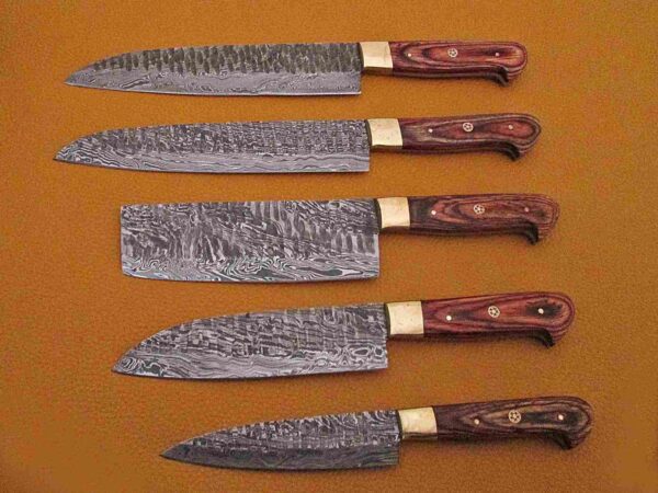 Custom Handmade Damascus Steel Chef Knife Set With Leather Roller Kit | Christmas Gift, Birthday Gift, Wedding Gift, Anniversary Gift, Valentine's Gift - Image 4