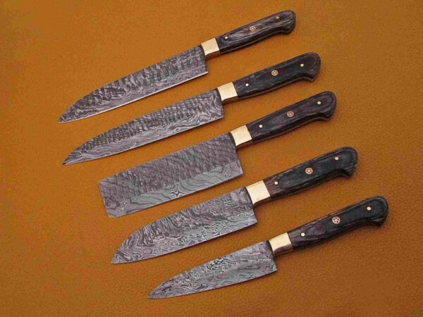 Custom Handmade Damascus Steel Chef Knife Set With Leather Roller Kit | Christmas Gift, Birthday Gift, Wedding Gift, Anniversary Gift, Valentine's Gift - Image 4