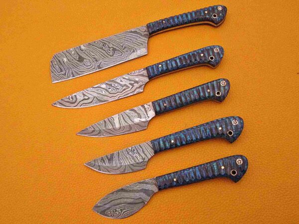 Custom Handmade Damascus Steel Chef Knife Set With Leather Roller Kit | Christmas Gift, Birthday Gift, Wedding Gift, Anniversary Gift, Valentine's Gift - Image 4