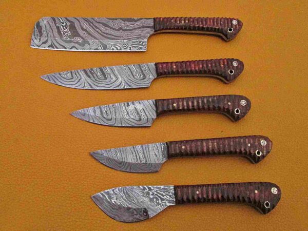 Custom Handmade Damascus Steel Chef Knife Set With Leather Roller Kit | Christmas Gift, Birthday Gift, Wedding Gift, Anniversary Gift, Valentine's Gift - Image 4