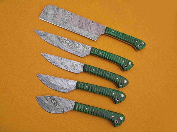 Custom Handmade Damascus Steel Chef Knife Set With Leather Roller Kit | Christmas Gift, Birthday Gift, Wedding Gift, Anniversary Gift, Valentine's Gift - Image 4