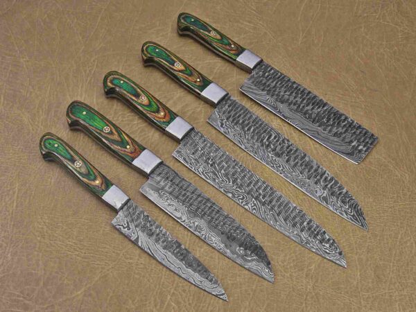 Custom Handmade Damascus Steel Chef Knife Set With Leather Roller Kit | Christmas Gift, Birthday Gift, Wedding Gift, Anniversary Gift, Valentine's Gift - Image 5