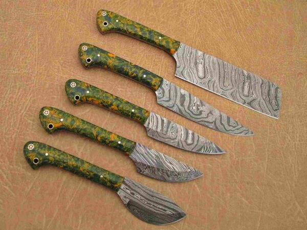 Custom Handmade Damascus Steel Chef Knife Set With Leather Roller Kit | Christmas Gift, Birthday Gift, Wedding Gift, Anniversary Gift, Valentine's Gift - Image 4