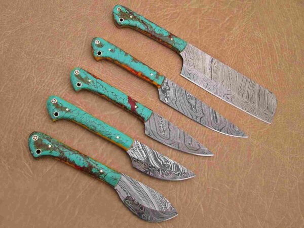 Custom Handmade Damascus Steel Chef Knife Set With Leather Roller Kit | Christmas Gift, Birthday Gift, Wedding Gift, Anniversary Gift, Valentine's Gift - Image 4