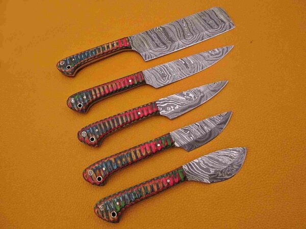 Custom Handmade Damascus Steel Chef Knife Set With Leather Roller Kit | Christmas Gift, Birthday Gift, Wedding Gift, Anniversary Gift, Valentine's Gift - Image 4