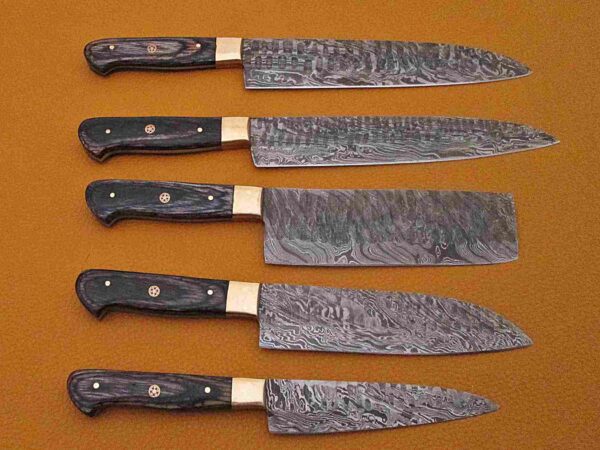 Custom Handmade Damascus Steel Chef Knife Set With Leather Roller Kit | Christmas Gift, Birthday Gift, Wedding Gift, Anniversary Gift, Valentine's Gift - Image 5