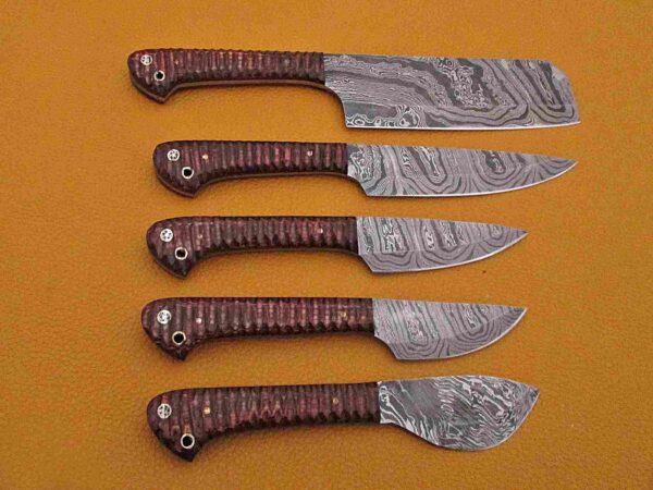 Custom Handmade Damascus Steel Chef Knife Set With Leather Roller Kit | Christmas Gift, Birthday Gift, Wedding Gift, Anniversary Gift, Valentine's Gift - Image 5