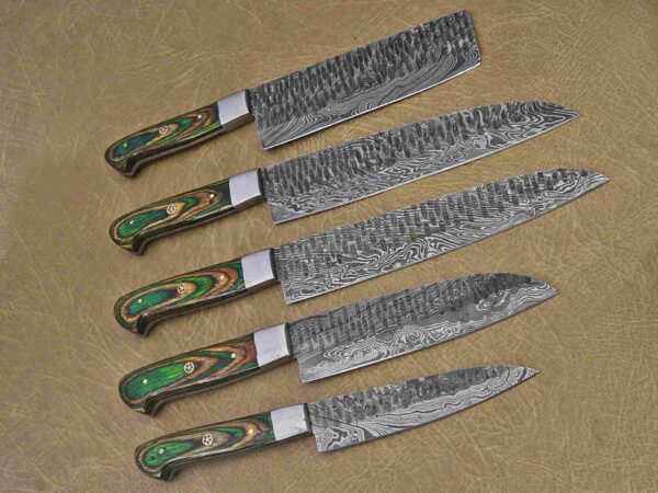 Custom Handmade Damascus Steel Chef Knife Set With Leather Roller Kit | Christmas Gift, Birthday Gift, Wedding Gift, Anniversary Gift, Valentine's Gift - Image 6