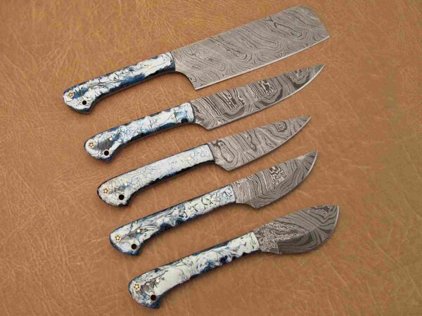 Custom Handmade Damascus Steel Chef Knife Set With Leather Roller Kit | Christmas Gift, Birthday Gift, Wedding Gift, Anniversary Gift, Valentine's Gift - Image 4