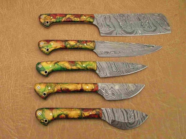 Custom Handmade Damascus Steel Chef Knife Set With Leather Roller Kit | Christmas Gift, Birthday Gift, Wedding Gift, Anniversary Gift, Valentine's Gift