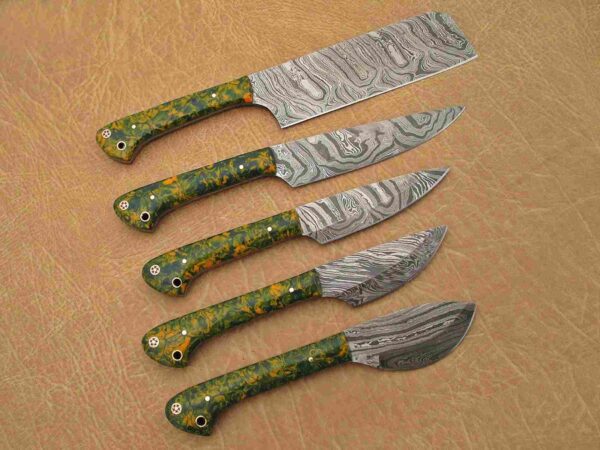 Custom Handmade Damascus Steel Chef Knife Set With Leather Roller Kit | Christmas Gift, Birthday Gift, Wedding Gift, Anniversary Gift, Valentine's Gift - Image 5