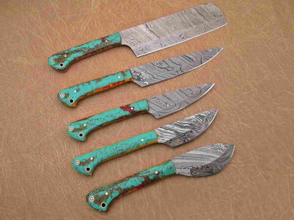 Custom Handmade Damascus Steel Chef Knife Set With Leather Roller Kit | Christmas Gift, Birthday Gift, Wedding Gift, Anniversary Gift, Valentine's Gift - Image 5