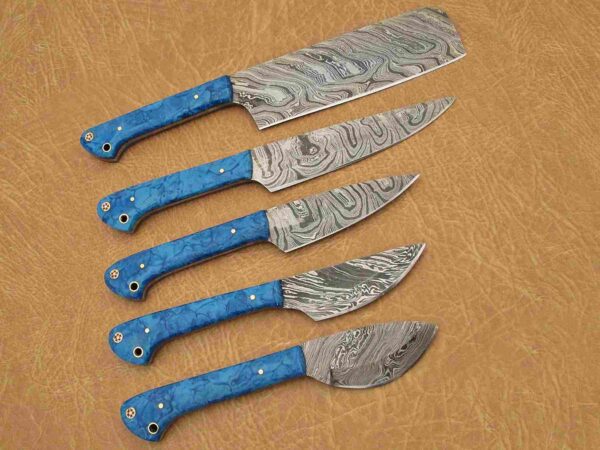 Custom Handmade Damascus Steel Chef Knife Set With Leather Roller Kit | Christmas Gift, Birthday Gift, Wedding Gift, Anniversary Gift, Valentine's Gift - Image 4