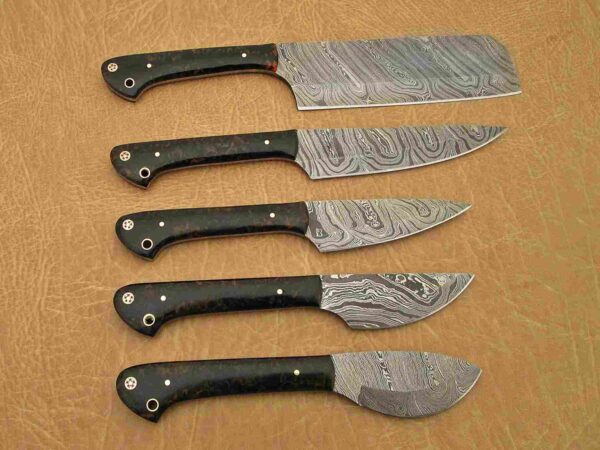 Custom Handmade Damascus Steel Chef Knife Set With Leather Roller Kit | Christmas Gift, Birthday Gift, Wedding Gift, Anniversary Gift, Valentine's Gift - Image 5