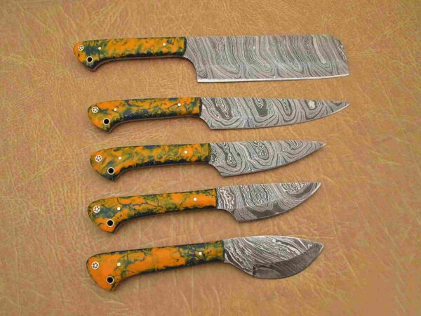 Custom Handmade Damascus Steel Chef Knife Set With Leather Roller Kit | Christmas Gift, Birthday Gift, Wedding Gift, Anniversary Gift, Valentine's Gift - Image 5