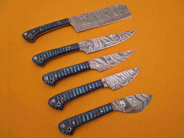 Custom Handmade Damascus Steel Chef Knife Set With Leather Roller Kit | Christmas Gift, Birthday Gift, Wedding Gift, Anniversary Gift, Valentine's Gift - Image 6