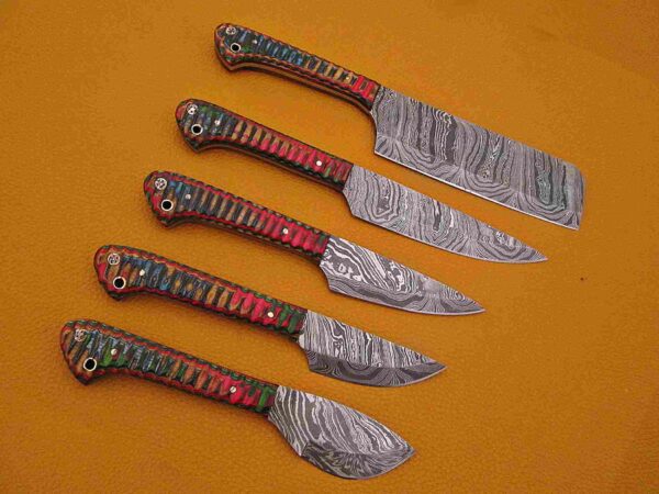 Custom Handmade Damascus Steel Chef Knife Set With Leather Roller Kit | Christmas Gift, Birthday Gift, Wedding Gift, Anniversary Gift, Valentine's Gift - Image 5