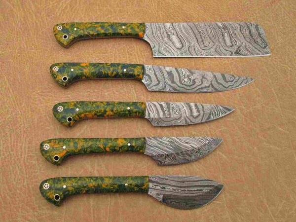 Custom Handmade Damascus Steel Chef Knife Set With Leather Roller Kit | Christmas Gift, Birthday Gift, Wedding Gift, Anniversary Gift, Valentine's Gift - Image 6