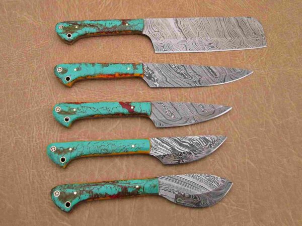 Custom Handmade Damascus Steel Chef Knife Set With Leather Roller Kit | Christmas Gift, Birthday Gift, Wedding Gift, Anniversary Gift, Valentine's Gift - Image 6