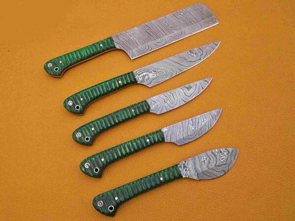 Custom Handmade Damascus Steel Chef Knife Set With Leather Roller Kit | Christmas Gift, Birthday Gift, Wedding Gift, Anniversary Gift, Valentine's Gift