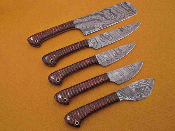 Custom Handmade Damascus Steel Chef Knife Set With Leather Roller Kit | Christmas Gift, Birthday Gift, Wedding Gift, Anniversary Gift, Valentine's Gift - Image 7