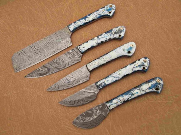 Custom Handmade Damascus Steel Chef Knife Set With Leather Roller Kit | Christmas Gift, Birthday Gift, Wedding Gift, Anniversary Gift, Valentine's Gift - Image 6