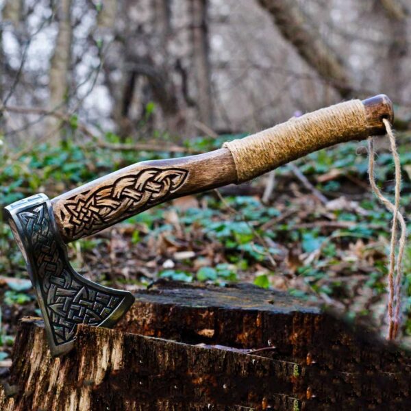 Celtic Wood Carving Handle Viking Axe | Battle Axe For Camping | Wedding Gift, Anniversary Gift, Best Gift For Him - Image 3