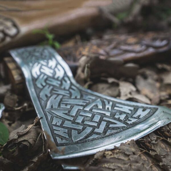 Celtic Wood Carving Handle Viking Axe | Battle Axe For Camping | Wedding Gift, Anniversary Gift, Best Gift For Him - Image 4