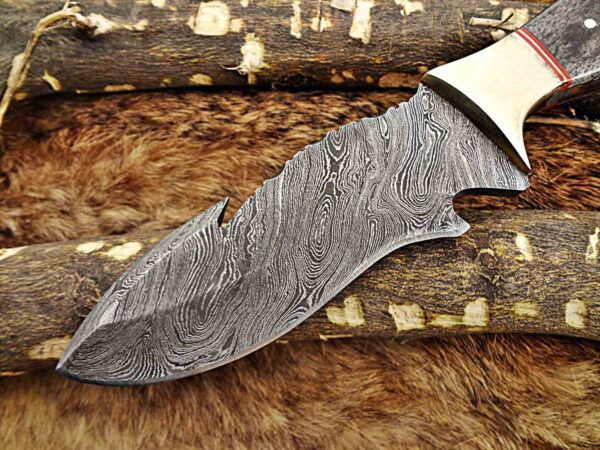 Custom Handmade Damascus Steel Gut Hook Skinner Knife | Christmas Gift, Birthday Gift, Wedding Gift, Anniversary Gift, Valentine's Gift - Image 3