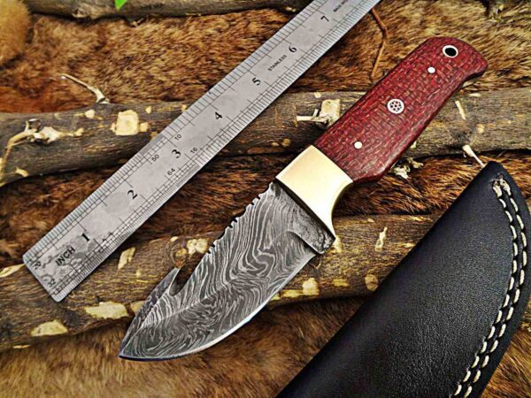 Custom Handmade Damascus Steel Gut Hook Skinner Knife | Christmas Gift, Birthday Gift, Wedding Gift, Anniversary Gift, Valentine's Gift