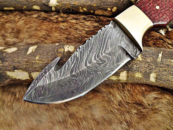 Custom Handmade Damascus Steel Gut Hook Skinner Knife | Christmas Gift, Birthday Gift, Wedding Gift, Anniversary Gift, Valentine's Gift - Image 3