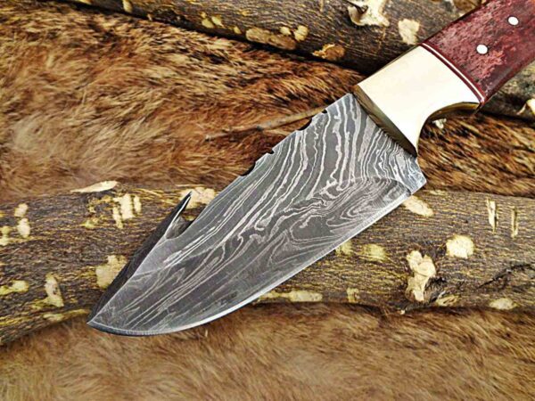 Custom Handmade Damascus Steel Gut Hook Skinner Knife | Christmas Gift, Birthday Gift, Wedding Gift, Anniversary Gift, Valentine's Gift - Image 3