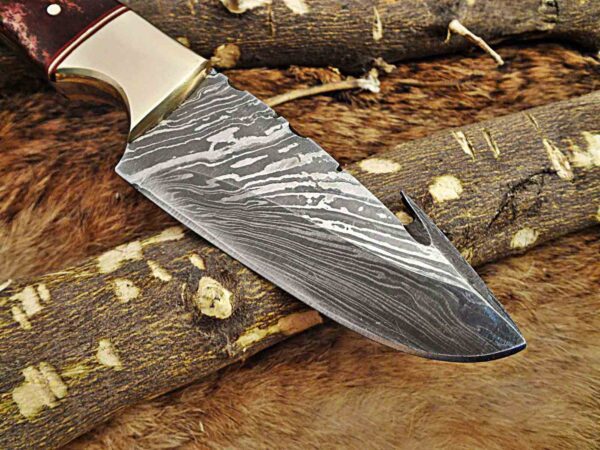 Custom Handmade Damascus Steel Gut Hook Skinner Knife | Christmas Gift, Birthday Gift, Wedding Gift, Anniversary Gift, Valentine's Gift - Image 5