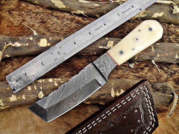 Custom Handmade Damascus Steel Tento Skinner Knife | Christmas Gift, Birthday Gift, Wedding Gift, Anniversary Gift, Valentine's Gift