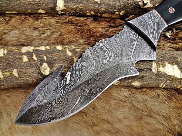 Custom Handmade Damascus Steel Gut Hook Skinner Knife | Christmas Gift, Birthday Gift, Wedding Gift, Anniversary Gift, Valentine's Gift - Image 3