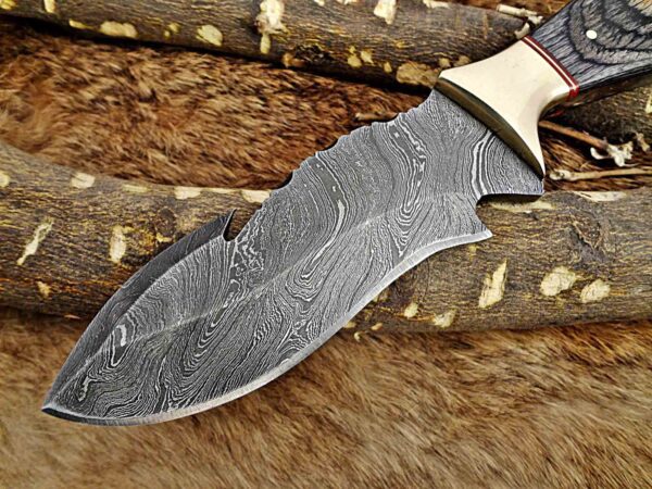 Custom Handmade Damascus Steel Gut Hook Skinner Knife | Christmas Gift, Birthday Gift, Wedding Gift, Anniversary Gift, Valentine's Gift - Image 3